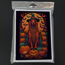 Load image into Gallery viewer, Irish Setter Witchy Halloween Greeting Cards -  Blank Note Cards – 8-Pack of Artist-Designed Cards with Envelopes