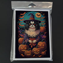 Load image into Gallery viewer, Japanese Chin Witchy Halloween Greeting Cards -  Blank Note Cards – 8-Pack of Artist-Designed Cards with Envelopes