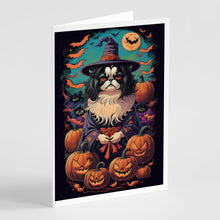 Load image into Gallery viewer, Japanese Chin Witchy Halloween Greeting Cards -  Blank Note Cards – 8-Pack of Artist-Designed Cards with Envelopes