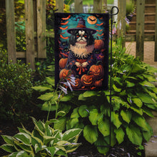 Load image into Gallery viewer, Japanese Chin Witchy Halloween Garden Flag – Witch Dog with Pumpkins, Bats &amp; Jack-o'-Lanterns