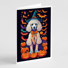 Load image into Gallery viewer, White Standard Poodle Witchy Halloween Greeting Cards -  Blank Note Cards – 8-Pack of Artist-Designed Cards with Envelopes