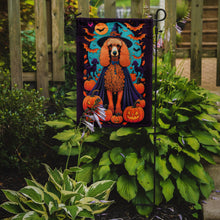 Load image into Gallery viewer, Apricot Standard Poodle Witchy Halloween Garden Flag – Witch Dog with Pumpkins, Bats &amp; Jack-o'-Lanterns