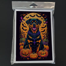 Load image into Gallery viewer, Rottweiler Witchy Halloween Greeting Cards -  Blank Note Cards – 8-Pack of Artist-Designed Cards with Envelopes