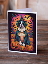 Load image into Gallery viewer, Saint Bernard Witchy Halloween Greeting Cards -  Blank Note Cards – 8-Pack of Artist-Designed Cards with Envelopes