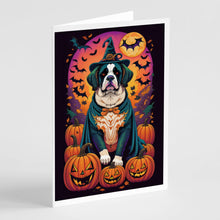 Load image into Gallery viewer, Saint Bernard Witchy Halloween Greeting Cards -  Blank Note Cards – 8-Pack of Artist-Designed Cards with Envelopes