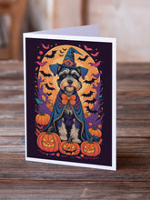 Load image into Gallery viewer, Schnauzer Witchy Halloween Greeting Cards -  Blank Note Cards – 8-Pack of Artist-Designed Cards with Envelopes