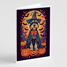 Load image into Gallery viewer, Schnauzer Witchy Halloween Greeting Cards -  Blank Note Cards – 8-Pack of Artist-Designed Cards with Envelopes