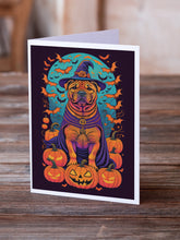 Load image into Gallery viewer, Shar Pei Witchy Halloween Greeting Cards -  Blank Note Cards – 8-Pack of Artist-Designed Cards with Envelopes