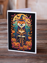 Load image into Gallery viewer, Shiba Inu Witchy Halloween Greeting Cards -  Blank Note Cards – 8-Pack of Artist-Designed Cards with Envelopes