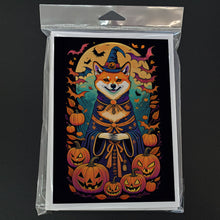 Load image into Gallery viewer, Shiba Inu Witchy Halloween Greeting Cards -  Blank Note Cards – 8-Pack of Artist-Designed Cards with Envelopes