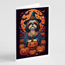 Load image into Gallery viewer, Shih Tzu Witchy Halloween Greeting Cards -  Blank Note Cards – 8-Pack of Artist-Designed Cards with Envelopes
