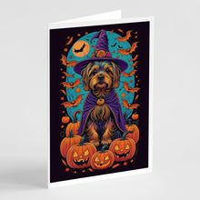 Load image into Gallery viewer, Silky Terrier Witchy Halloween Greeting Cards -  Blank Note Cards – 8-Pack of Artist-Designed Cards with Envelopes