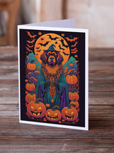 Load image into Gallery viewer, Tibetan Mastiff Witchy Halloween Greeting Cards -  Blank Note Cards – 8-Pack of Artist-Designed Cards with Envelopes