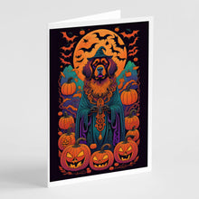 Load image into Gallery viewer, Tibetan Mastiff Witchy Halloween Greeting Cards -  Blank Note Cards – 8-Pack of Artist-Designed Cards with Envelopes