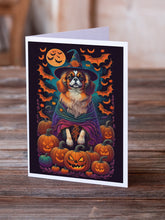 Load image into Gallery viewer, Tibetan Spaniel Witchy Halloween Greeting Cards -  Blank Note Cards – 8-Pack of Artist-Designed Cards with Envelopes