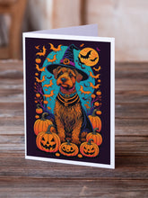 Load image into Gallery viewer, Welsh Terrier Witchy Halloween Greeting Cards -  Blank Note Cards – 8-Pack of Artist-Designed Cards with Envelopes