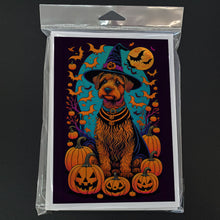 Load image into Gallery viewer, Welsh Terrier Witchy Halloween Greeting Cards -  Blank Note Cards – 8-Pack of Artist-Designed Cards with Envelopes