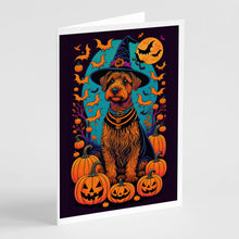 Load image into Gallery viewer, Welsh Terrier Witchy Halloween Greeting Cards -  Blank Note Cards – 8-Pack of Artist-Designed Cards with Envelopes
