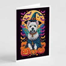 Load image into Gallery viewer, Westie Witchy Halloween Greeting Cards -  Blank Note Cards – 8-Pack of Artist-Designed Cards with Envelopes