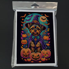 Load image into Gallery viewer, Yorkie Witchy Halloween Greeting Cards -  Blank Note Cards – 8-Pack of Artist-Designed Cards with Envelopes