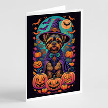 Load image into Gallery viewer, Yorkie Witchy Halloween Greeting Cards -  Blank Note Cards – 8-Pack of Artist-Designed Cards with Envelopes