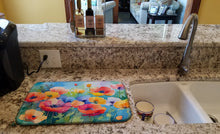 Load image into Gallery viewer, Anemones in Watercolor Dish Drying Mat