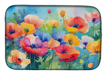 Load image into Gallery viewer, Anemones in Watercolor Dish Drying Mat