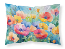 Load image into Gallery viewer, Anemones in Watercolor Fabric Standard Pillowcase – Artistic Decorative Front, White Back