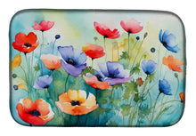 Load image into Gallery viewer, Anemones in Watercolor Dish Drying Mat