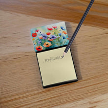Load image into Gallery viewer, Anemones in Watercolor Sticky Note Holder- Refiilable Desk Accessory Note Pad