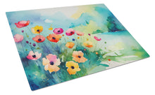 Load image into Gallery viewer, Anemones in Watercolor Glass Cutting Boards – Durable, Decorative Kitchen Art Large