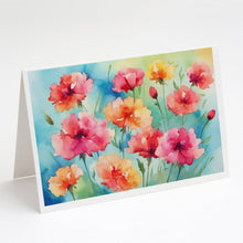Load image into Gallery viewer, Carnations in Watercolor Greeting Cards -  Blank Note Cards – 8-Pack of Artist-Designed Cards with Envelopes