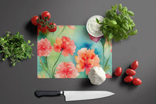 Load image into Gallery viewer, Carnations in Watercolor Glass Cutting Boards – Durable, Decorative Kitchen Art Large