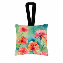 Load image into Gallery viewer, Carnations in Watercolor Hanging Square Fabric Ornament 3.5 × 3.5