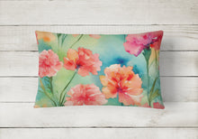 Load image into Gallery viewer, Carnations in Watercolor Fabric Decorative Pillow
