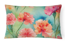Load image into Gallery viewer, Carnations in Watercolor Fabric Decorative Pillow
