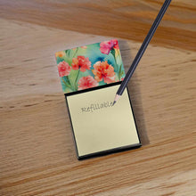 Load image into Gallery viewer, Carnations in Watercolor Sticky Note Holder- Refiilable Desk Accessory Note Pad