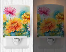 Load image into Gallery viewer, Chrysanthemums in Watercolor Ceramic Night Light