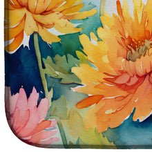 Load image into Gallery viewer, Chrysanthemums in Watercolor Dish Drying Mat