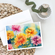 Load image into Gallery viewer, Chrysanthemums in Watercolor Greeting Cards -  Blank Note Cards – 8-Pack of Artist-Designed Cards with Envelopes