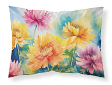 Load image into Gallery viewer, Chrysanthemums in Watercolor Fabric Standard Pillowcase – Artistic Decorative Front, White Back