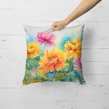 Load image into Gallery viewer, Chrysanthemums in Watercolor Throw Pillow