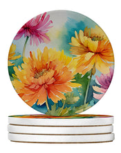 Load image into Gallery viewer, Chrysanthemums in Watercolor Large Sandstone Coasters Pack of 4