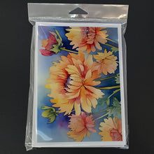 Load image into Gallery viewer, Chrysanthemums in Watercolor Greeting Cards -  Blank Note Cards – 8-Pack of Artist-Designed Cards with Envelopes