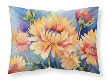 Load image into Gallery viewer, Chrysanthemums in Watercolor Fabric Standard Pillowcase – Artistic Decorative Front, White Back