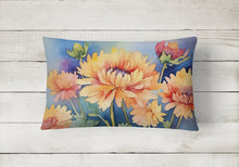 Load image into Gallery viewer, Chrysanthemums in Watercolor Fabric Decorative Pillow