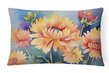 Load image into Gallery viewer, Chrysanthemums in Watercolor Fabric Decorative Pillow