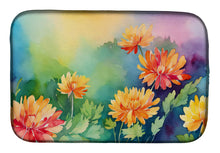Load image into Gallery viewer, Chrysanthemums in Watercolor Dish Drying Mat