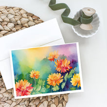 Load image into Gallery viewer, Chrysanthemums in Watercolor Greeting Cards -  Blank Note Cards – 8-Pack of Artist-Designed Cards with Envelopes