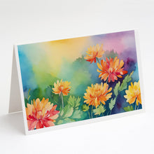 Load image into Gallery viewer, Chrysanthemums in Watercolor Greeting Cards -  Blank Note Cards – 8-Pack of Artist-Designed Cards with Envelopes